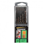 DIAGER Coffret 5 forets hélicoïdales bois 4 pointes Ø 3-4-5-6-8 mm 910D | e-bricolage