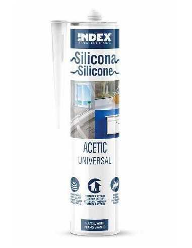 INDEX Silicones Silicone acétique universel polyvalent (280 ml. (Blanco) 12 pièces.) SIUNIB280 | e-bricolage