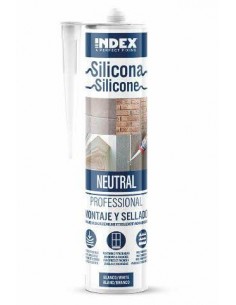 INDEX Silicones Silicone neutre professionnel pour matériaux lisses et poreux (280 ml. (Blanco) 12 pièces.) SIPRB280