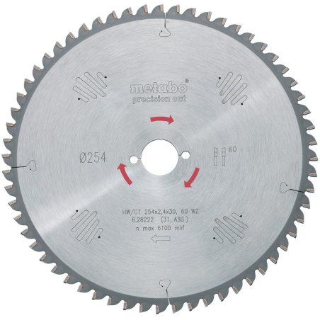 Lame de scie à onglets et radiale - "Precision cut" 254 mm 60 dents | e-bricolage